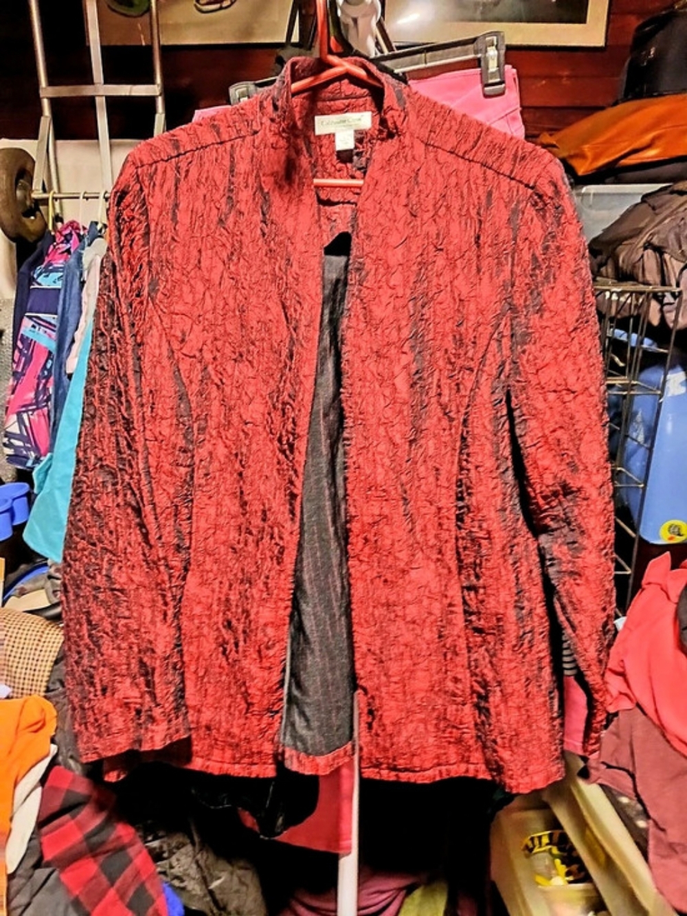 Coldwater Creek Red & Black Textured Blazer